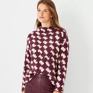 Women's Burgundy Houndstooth Sweater